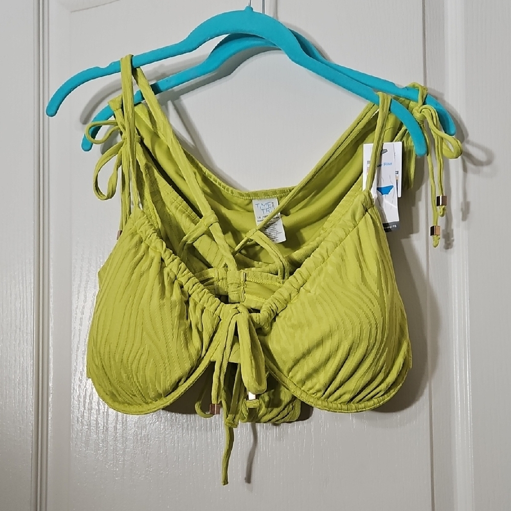 Time And Tru Lime Green Bikini Top 1xl bottom 2xl